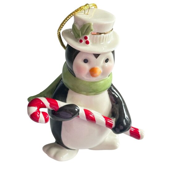 Two Lenox Porcelain Snowman Penguin Ornament Christmas Tree Figurine Hanging - Picture 2 of 9